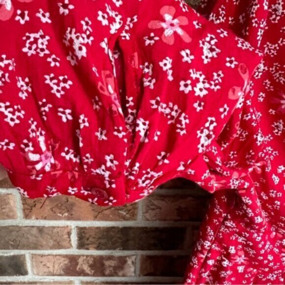 Zara Red & White Floral Mini Dress Sz M - Picture 8 of 8